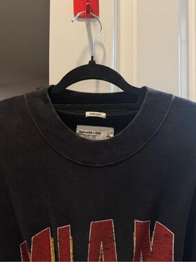 Abercrombie & Fitch Black Crewneck with Red and Yellow Graphic